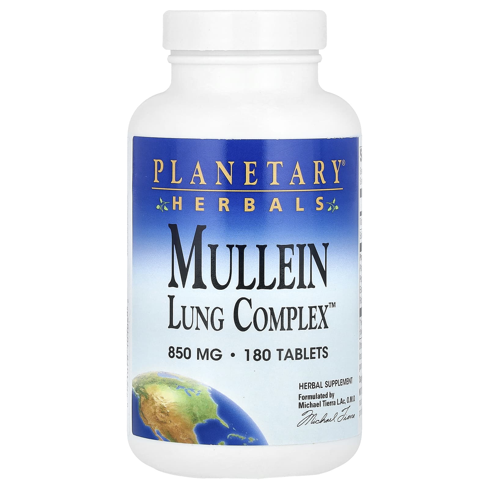 Planetary Herbals, Mullein Lung Complex 850 mg, 180 Tablets UPC 021078101062 | Hilife Vitamins